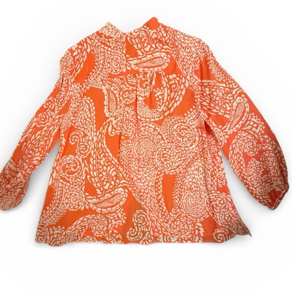 Chico's Festive Orange and White Spring & Summer Top Sz 2.5 - Picture 4 of 9